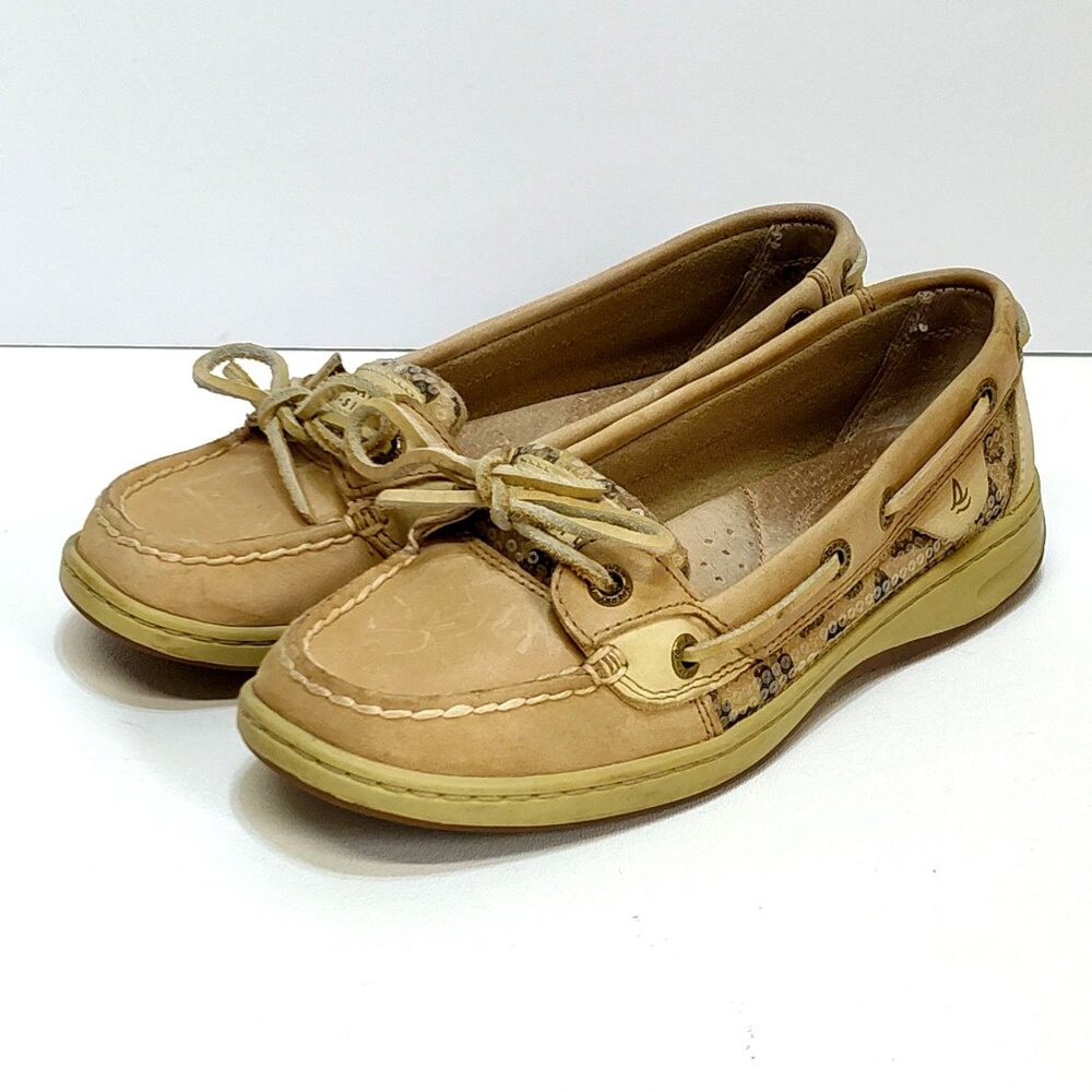 Sperry Top-Sider Angelfish 5.5M Boat Shoes Loafers Leather Upper Leopard Print